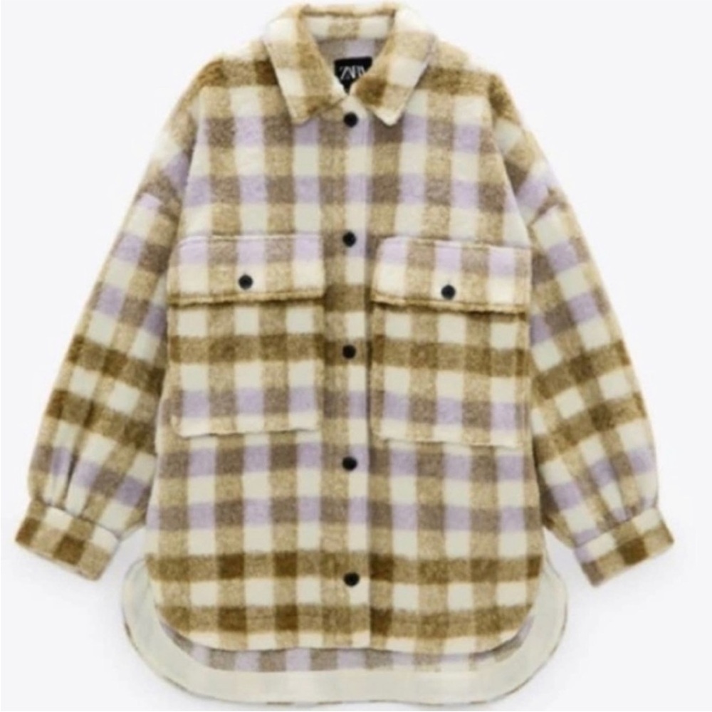 Zara Oversized Plaid Wool Jacket Shacket - Picture 14 of 15